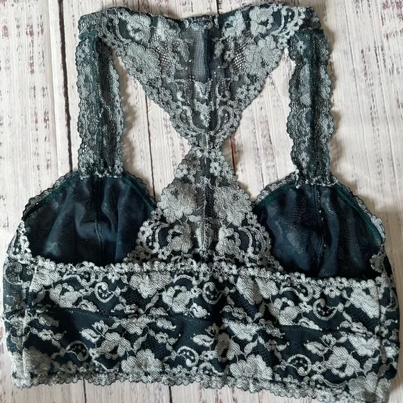 Teal and white lace Galoon bralette from Free People M - Picture 4 of 5